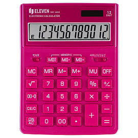 Калькулятор настольный Eleven SDC-444X-PK, 12 разрядов, двойное питание, 155*204*33мм, розовый