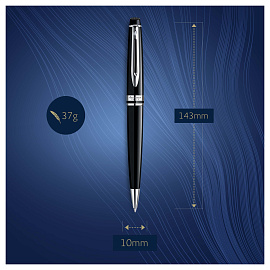 Ручка шариковая Waterman "Expert Black PT" синяя, 1,0мм, подарочная упаковка