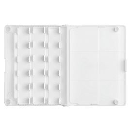 Пенал для акварели пластиковый Гамма, 12 кювет, белый, с палитрой