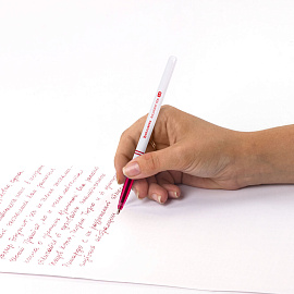 Ручка шариковая BRAUBERG "Офисная", КРАСНАЯ, корпус белый, узел 1 мм, линия письма 0,5 мм, 140892