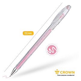 Ручка гелевая CROWN "Hi-Jell Pastel", РОЗОВАЯ ПАСТЕЛЬ, узел 0,8 мм, линия письма 0,5 мм, HJR-500P