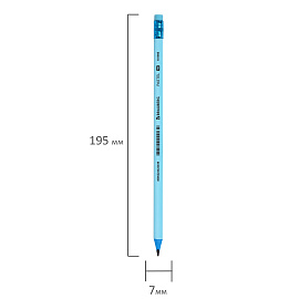 Карандаш чернографитный BRAUBERG "PASTEL", 1 шт., HB, трехгранный, с ластиком, 181995