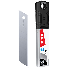 Нож канцелярский 18мм Berlingo "Razzor 200", черный + лезвия сменные 10шт., блистер, европодвес