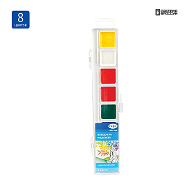 Краски акварельные ГАММА "Классическая", 8 цветов, медовая, без кисти, пластиковая коробка, европодвес, 1009192 фото Краски акварельные ГАММА "Классическая", 8 цветов, медовая, без кисти, пластиковая коробка, европодвес, 1009192