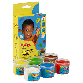 Краски пальчиковые JOVI, 06 ярких цветов по 35мл, картонная упаковка