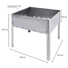 Мангал сборный стальной, размер 300х240х300 мм, в пленке, 701722 фото Мангал сборный стальной, размер 300х240х300 мм, в пленке, 701722