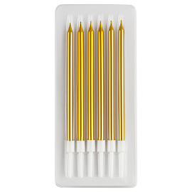 Свечи для торта с держателями MESHU "Straight gold", 10см, 6шт фото Свечи для торта с держателями MESHU "Straight gold", 10см, 6шт