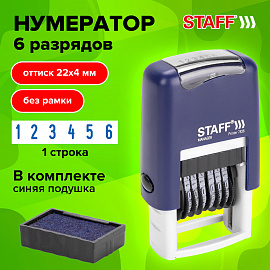 Нумератор 6-разрядный STAFF, оттиск 22х4 мм, "Printer 7836", 237434 фото Нумератор 6-разрядный STAFF, оттиск 22х4 мм, "Printer 7836", 237434