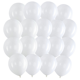 Шары воздушные 30 см, 100 штук, "ОДНОЦВЕТНЫЕ", белые, BRAUBERG KIDS, 591875