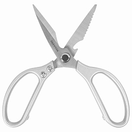 Ножницы кухонные DASWERK (ДАСВЕРК), 210 мм, с открывашкой, зазубренные, металлические ручки, 608901