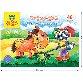Раскраска в папке А5, 48 л. Мульти-Пульти "Домашние животные