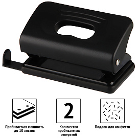 Дырокол OfficeSpace 10л., пластиковый, черный, с линейкой фото Дырокол OfficeSpace 10л., пластиковый, черный, с линейкой