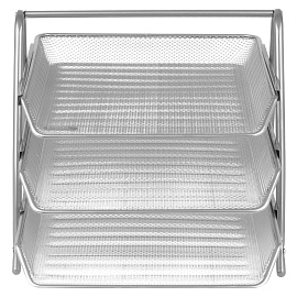 Лоток для бумаг горизонтальный СТАММ, 3 секции, металл, серебристый