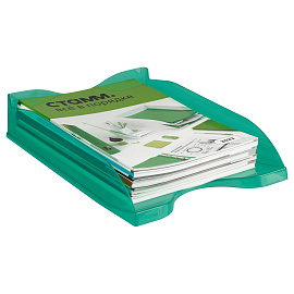 Лоток для бумаг горизонтальный СТАММ "Тропик", тонированный мятный