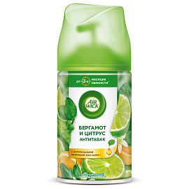 Сменный баллон 250 мл, AIRWICK "Анти-табак. Апельс/бергамот", для автоматических освежителей, универсальный, 224392 фото Сменный баллон 250 мл, AIRWICK "Анти-табак. Апельс/бергамот", для автоматических освежителей, универсальный, 224392