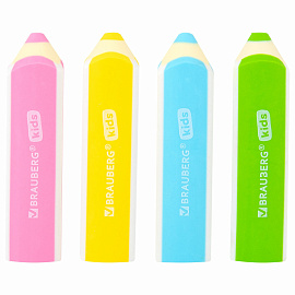 Ластики фигурные BRAUBERG KIDS "Карандашики", НАБОР 4 ШТУКИ, пакет, 271996