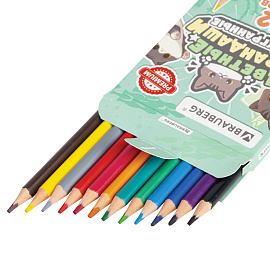 Карандаши цветные кросс-серия "МИЛЫЕ КОТЫ", 12 цветов, трехгранные, BRAUBERG, 182109