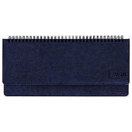 Планинг датированный 2026 305х140 мм BRAUBERG "Imperial", под кожу, синий, 117228