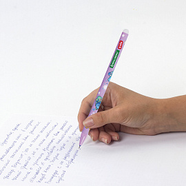 Ручки стираемые гелевые BRAUBERG KIDS "AMONG CATS", СИНИЕ, КОМПЛЕКТ 12 ШТУК, игольчатый наконечник 0,5 мм, линия 0,35 мм, 144099