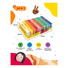 Пластилин растительный JOVI, 6 цветов "Multicultural", 50г, дисплей, картон фото Пластилин растительный JOVI, 6 цветов "Multicultural", 50г, дисплей, картон