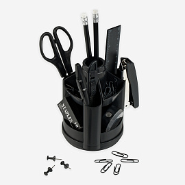 Настольный органайзер OfficeSpace "Минидеск", 11 предметов, вращающийся, черный