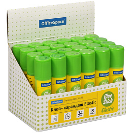 Клей-карандаш OfficeSpace "Elastic", 08г, улучшенный, дисплей, ПВП
