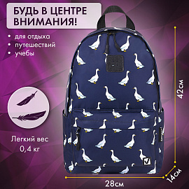 Рюкзак BRAUBERG POSITIVE универсальный, карман-антивор, "Ducks", 42х28х14 см, 271681