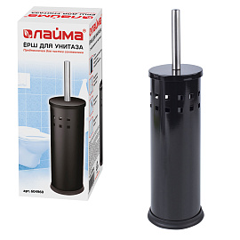 Ершик для унитаза с подставкой, металл, черный, глянцевый, LAIMA, 604960