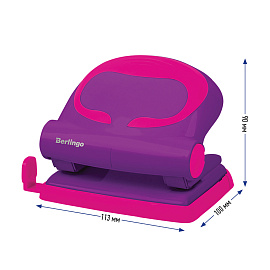 Дырокол Berlingo "Fuze" 20л., пластиковый, фиолетовый, с линейкой фото Дырокол Berlingo "Fuze" 20л., пластиковый, фиолетовый, с линейкой