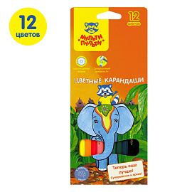 Карандаши цветные Мульти-Пульти "Енот в Индии", 12цв., заточен., картон, европодвес