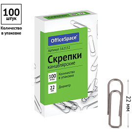 Скрепки 22мм, OfficeSpace, 100шт., карт. упаковка фото Скрепки 22мм, OfficeSpace, 100шт., карт. упаковка