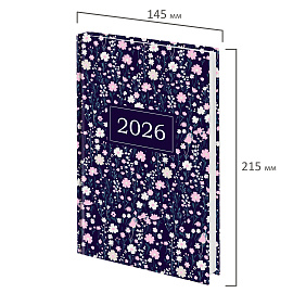 Ежедневник датированный 2026 145х215 мм, А5, STAFF, ламинированная обложка, "Flowers", 117318