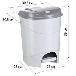 Ведро для мусора с педалью М-пластика 19 л пластик серое/чёрное (39x30.5х25.7 см)