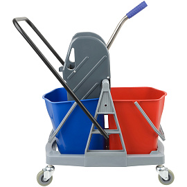 Тележка уборочная OfficeClean Professional, 2 съемных ведра 17л., механический отжим