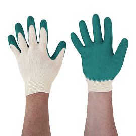 Перчатки хлопчатобумажные, износостойкие ОДИНАРНЫЙ латексный облив, 13 класс, КОМПЛЕКТ 5 ПАР, LAIMA ЛЮКС, 600802