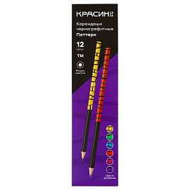 Карандаш ч/г Красин "Паттерн" ТМ (НВ), кругл., заточен., ассорти.