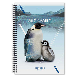 Тетрадь А4, 80 л., BRAUBERG, гребень, клетка, глянцевый лак, WILD, 404052