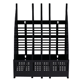 Лоток для бумаг вертикальный СТАММ "Line", сборный, 4 отделения, черный