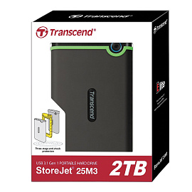 Внешний жесткий диск HDD (накопитель) Transcend StoreJet 2 ТБ USB 3.0 (TS2TSJ25M3S)