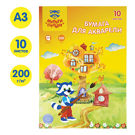 Папка для акварели, 10л., А3 Мульти-Пульти, 200 г/м2, "Енот в Волшебном мире