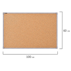 Доска пробковая для объявлений 100х60 см, металлическая рамка, BS, П-60, П*60