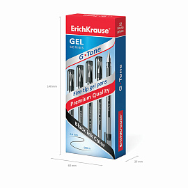 Ручка гелевая неавтоматическая Erich Krause G-Tone черная (толщина линии 0.4 мм)