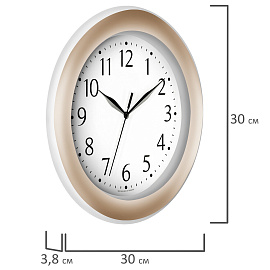 Часы настенные TROYKATIME (TROYKA) 122281201, круг, белые, золотая рамка, 30х30х3,8 см