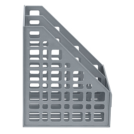 Лоток для бумаг вертикальный СТАММ, сборный, 2 отделения, серый фото Лоток для бумаг вертикальный СТАММ, сборный, 2 отделения, серый