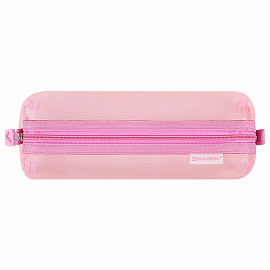 Пенал-тубус BRAUBERG, сетка, 22х5х5 см, розовый, 272235