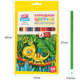 Карандаши цветные ArtSpace "Милые зверушки", 36цв., заточен., картон, европодвес фото Карандаши цветные ArtSpace "Милые зверушки", 36цв., заточен., картон, европодвес