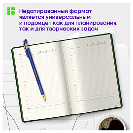 Ежедневник недатированный, В6, 136л., кожзам, Berlingo "Western", с резинкой, зеленый фото Ежедневник недатированный, В6, 136л., кожзам, Berlingo "Western", с резинкой, зеленый