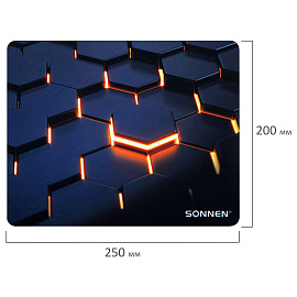 Коврик для мыши SONNEN "HOT CELLS" резина + ткань, 250х200х2 мм, 513955