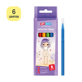 Фломастеры ArtSpace "Модницы", 06цв., смываемые, картон, европодвес