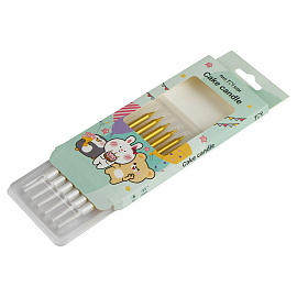 Свечи для торта с держателями MESHU "Straight gold", 10см, 6шт фото Свечи для торта с держателями MESHU "Straight gold", 10см, 6шт